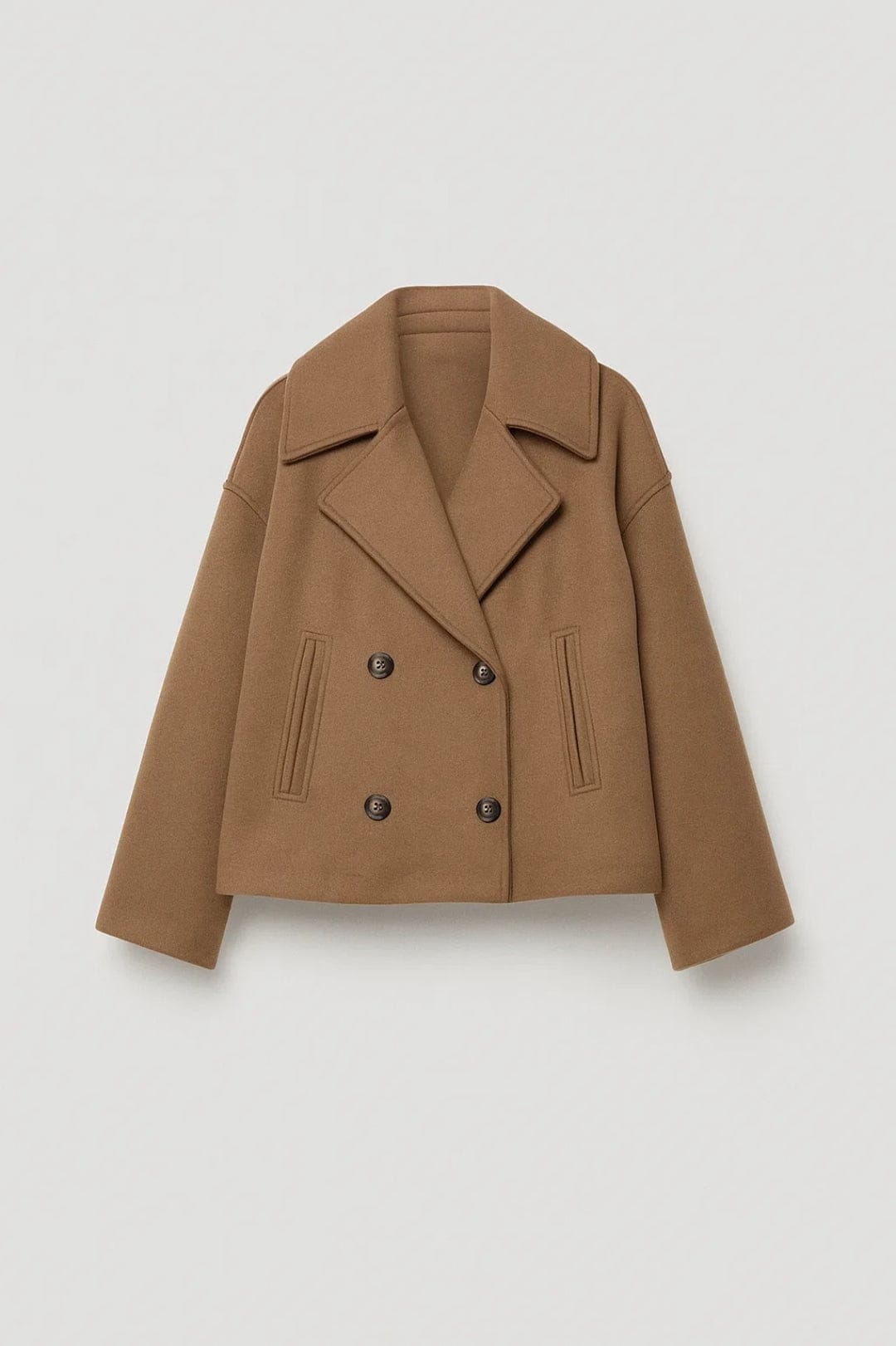 Mairéad | Cropped Double Breasted Peacoat with Oversized Lapels