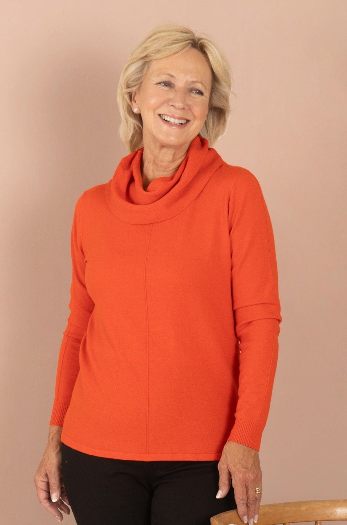 Bernadette | Cowl Neck Long Sleeve Top with Ribbed Cuffs