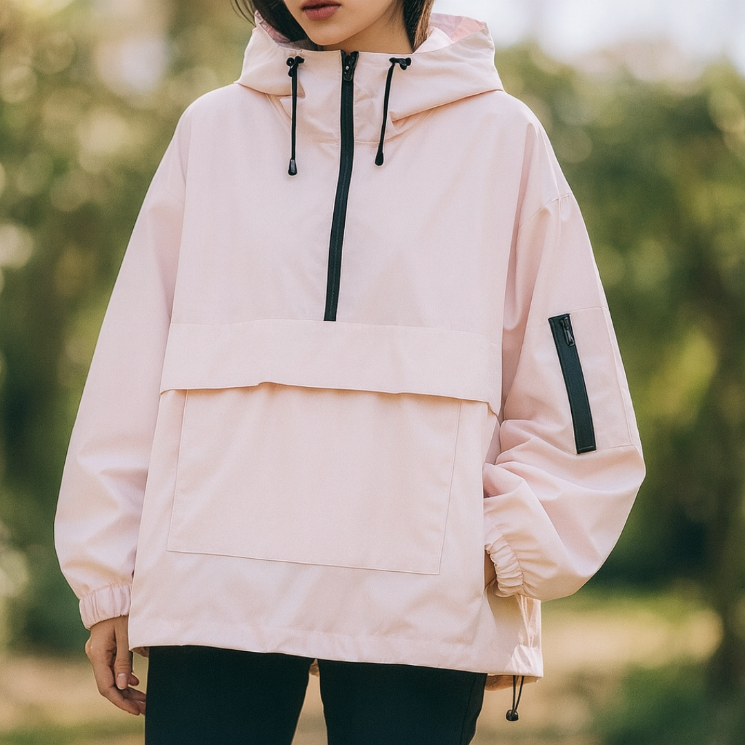 Clodagh | Hooded Anorak Jacket With Half Zip And Front Pocket