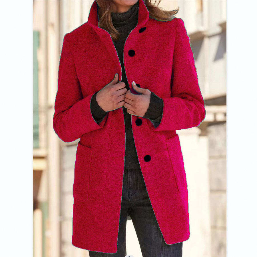 Suzanne | Stand Collar Single Breasted Longline Coat