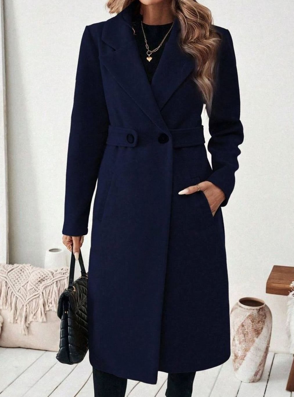 Teresa | Longline Notch Lapel Belted Coat with Pockets
