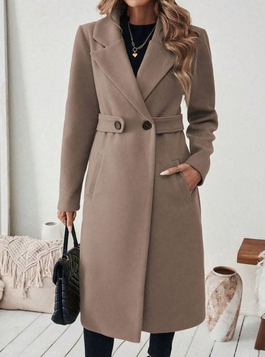 Teresa | Longline Notch Lapel Belted Coat with Pockets