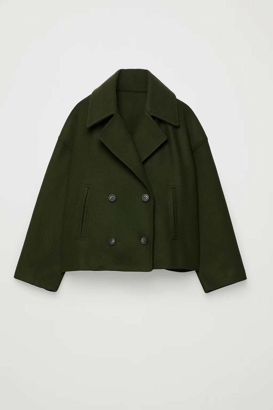 Mairéad | Cropped Double Breasted Peacoat with Oversized Lapels