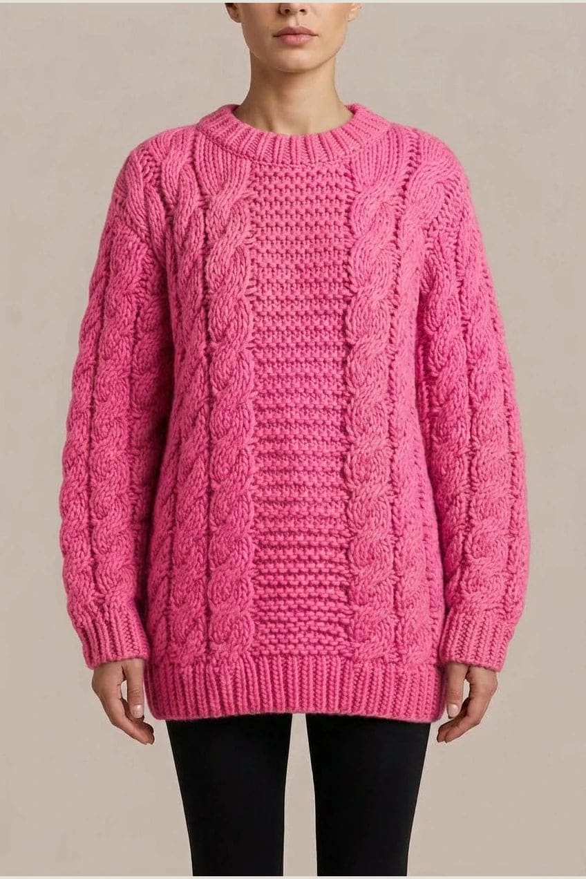 Edel | Chunky Cable Knit Mock Neck Sweater Dress