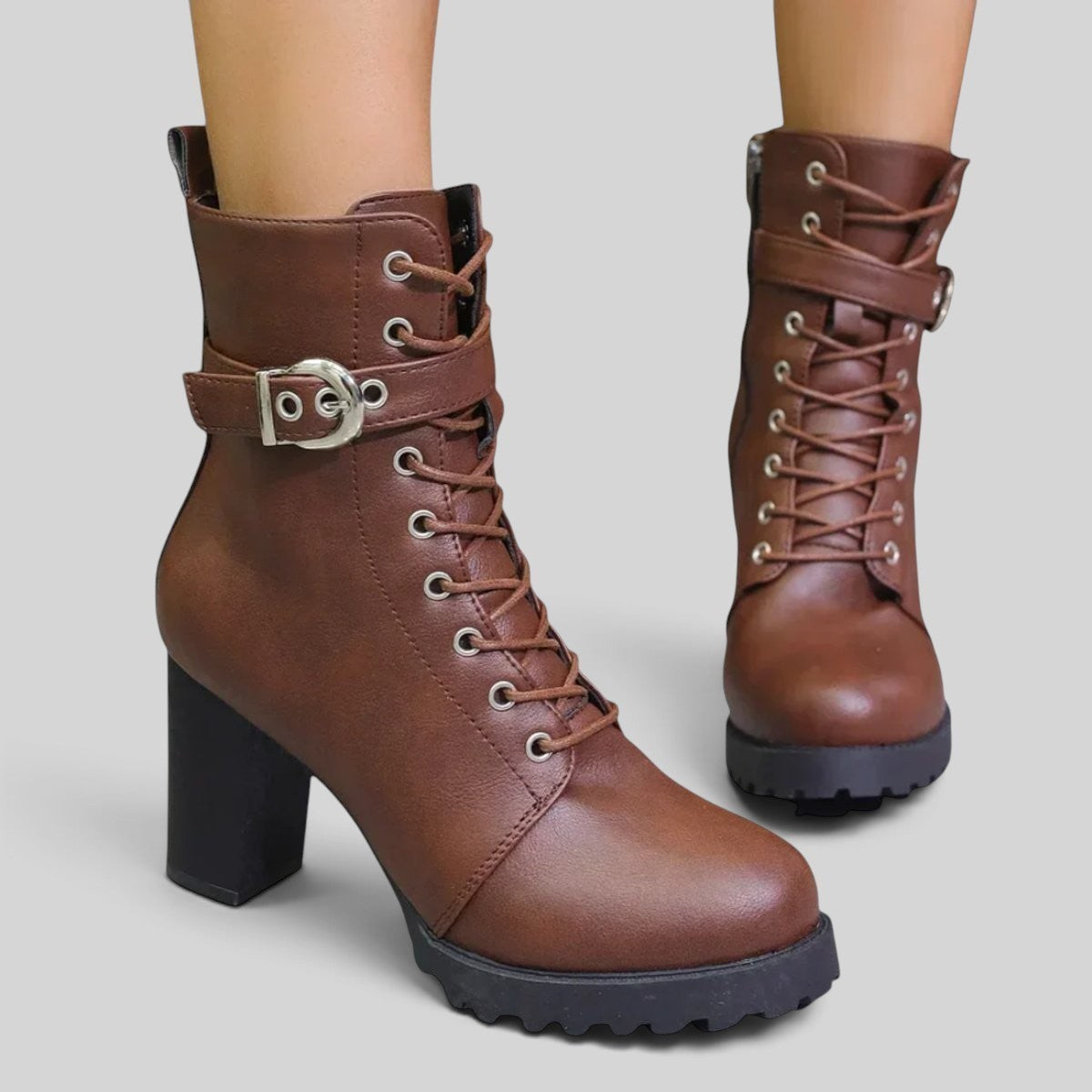 Emma | Women's Lace-Up Block Heel Ankle Boots