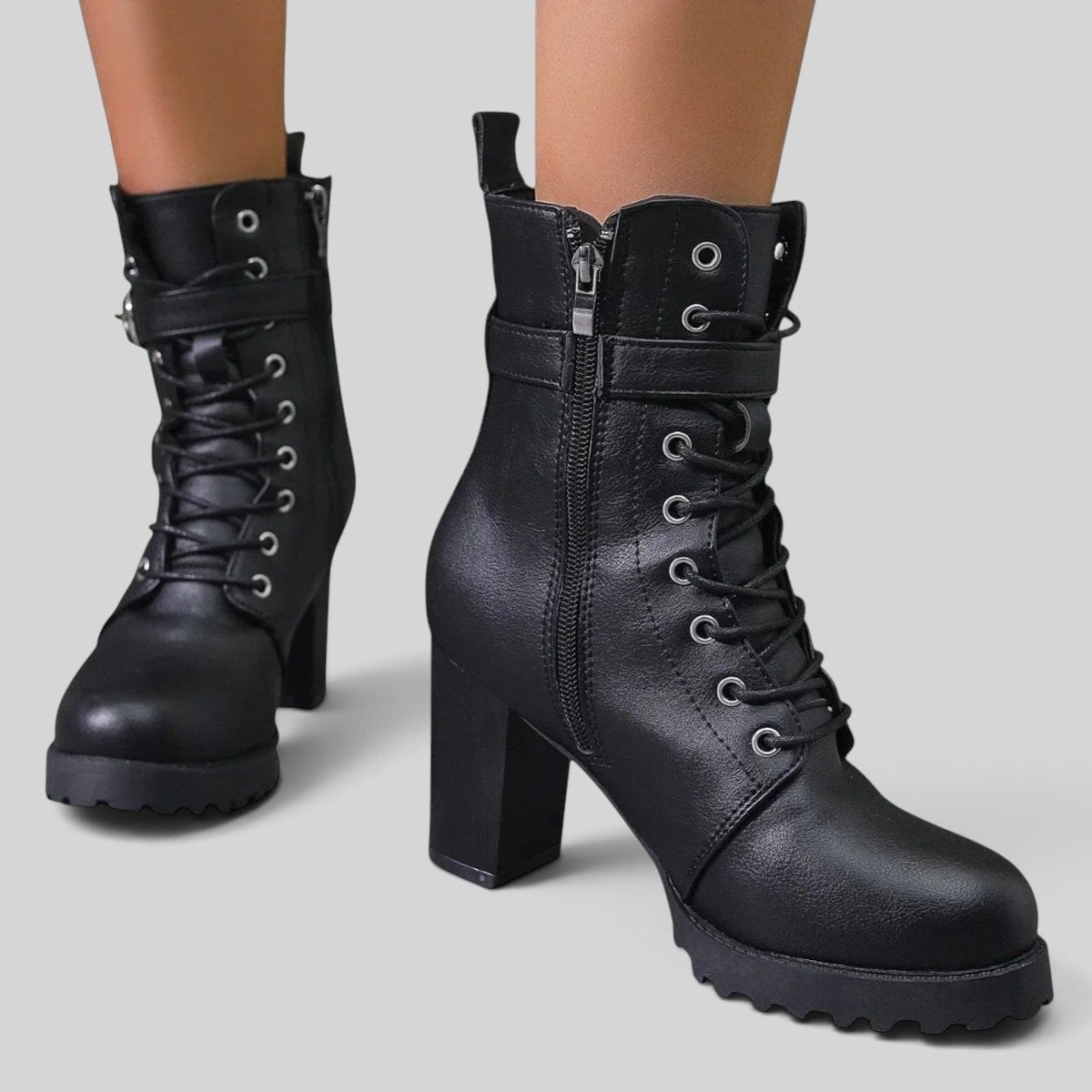 Emma | Women's Lace-Up Block Heel Ankle Boots