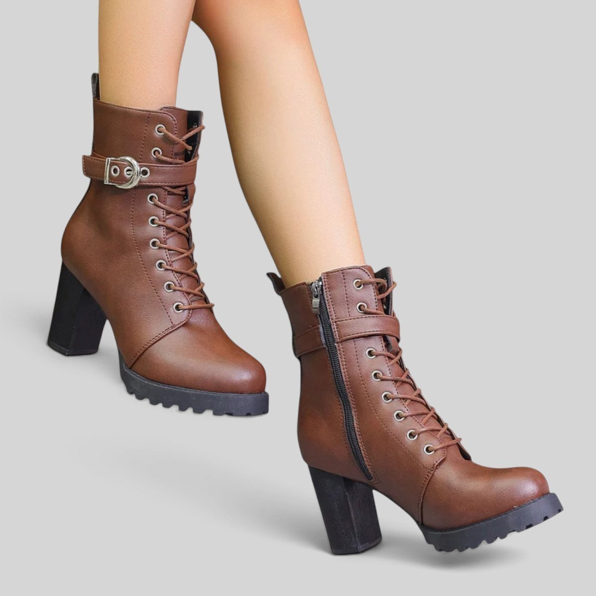 Emma | Women's Lace-Up Block Heel Ankle Boots