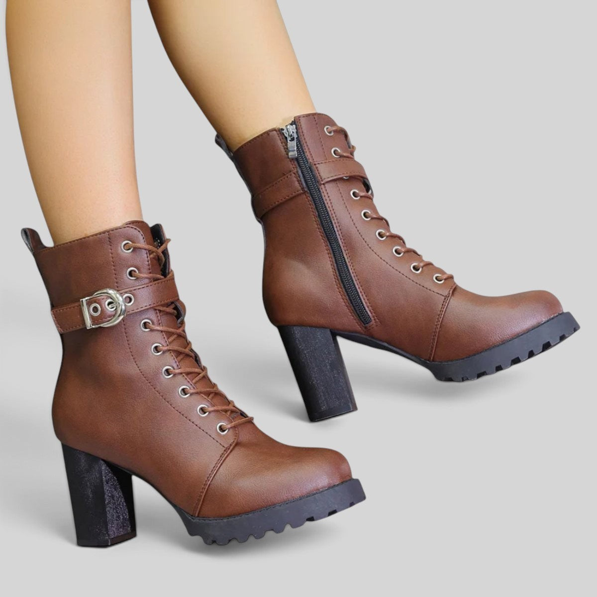 Emma | Women's Lace-Up Block Heel Ankle Boots