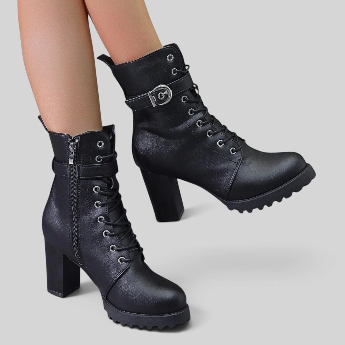 Emma | Women's Lace-Up Block Heel Ankle Boots