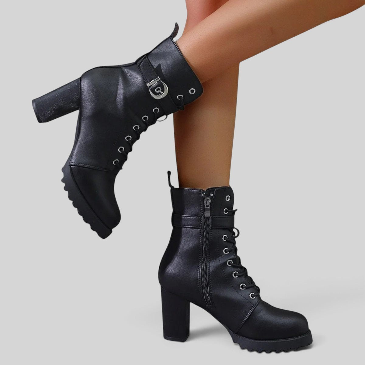 Emma | Women's Lace-Up Block Heel Ankle Boots