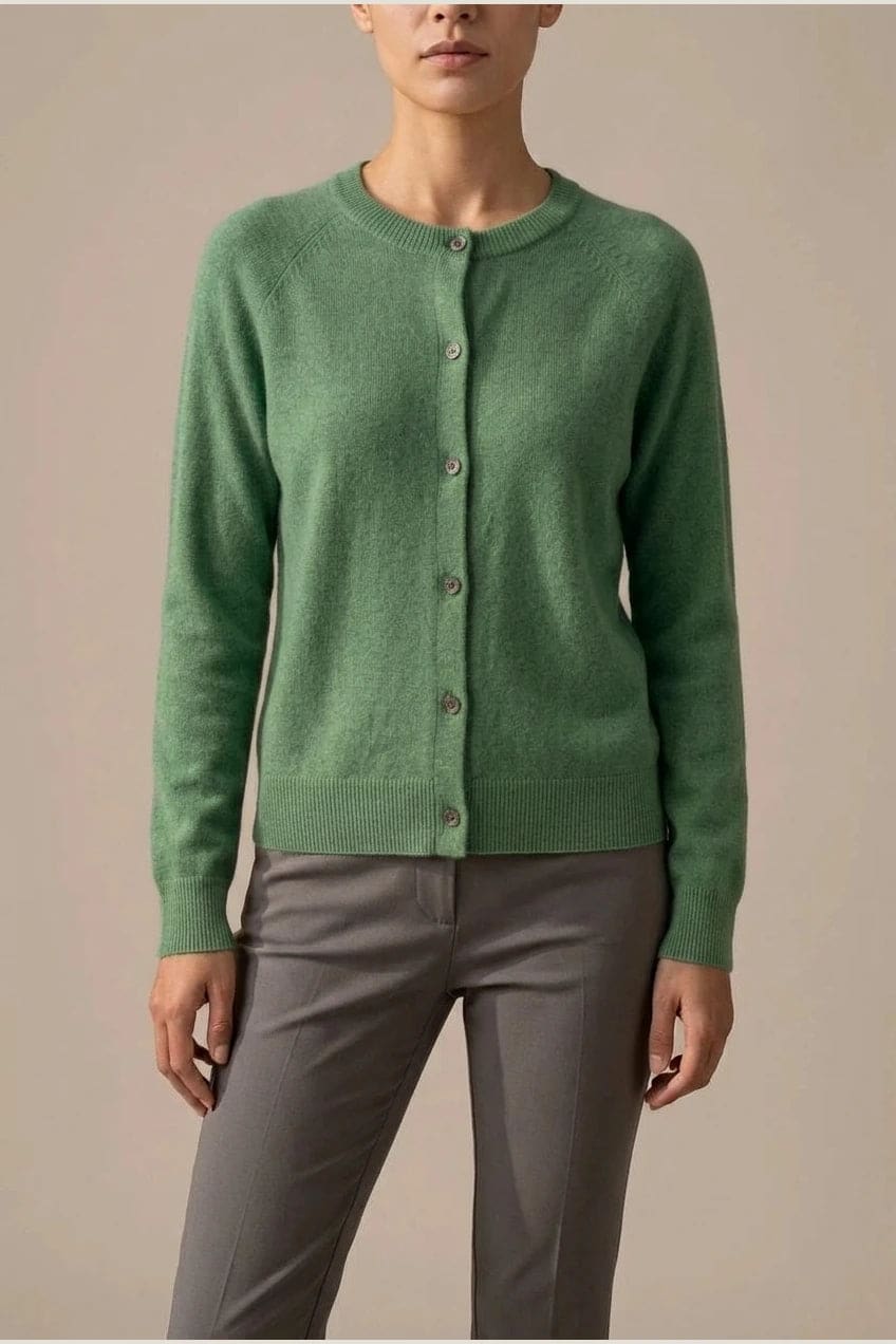 Elaine | Round Neck Button Front Knit Cardigan