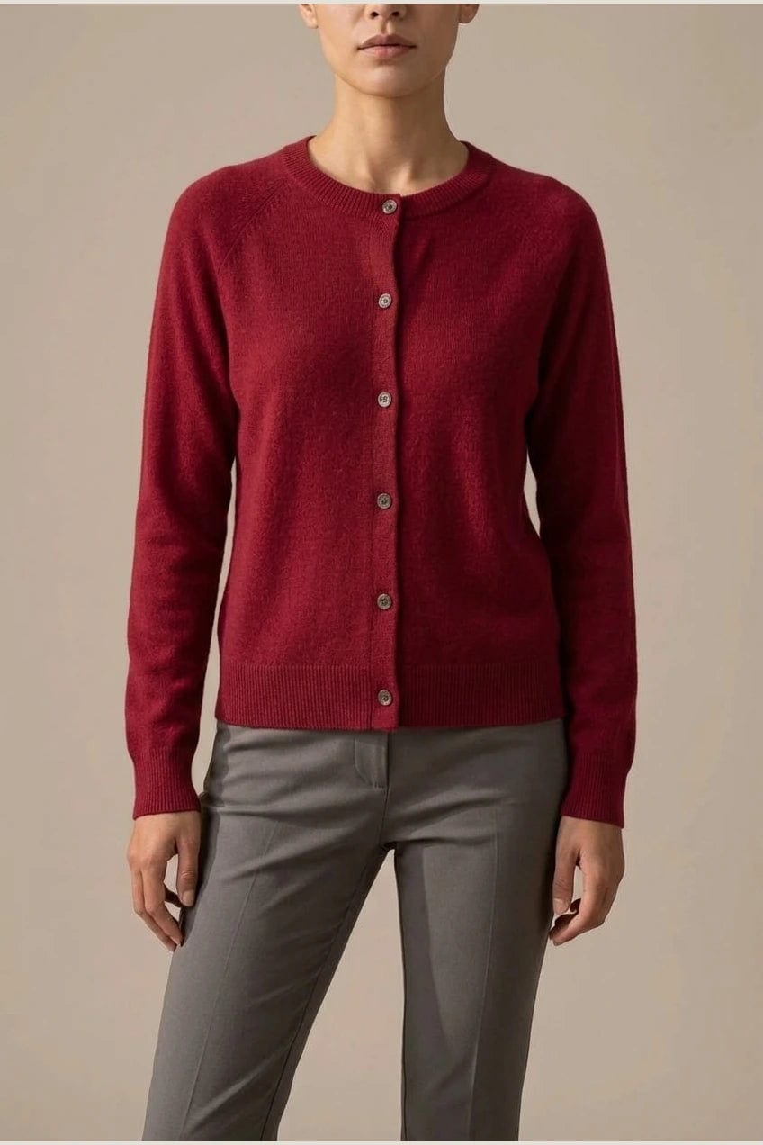 Elaine | Round Neck Button Front Knit Cardigan
