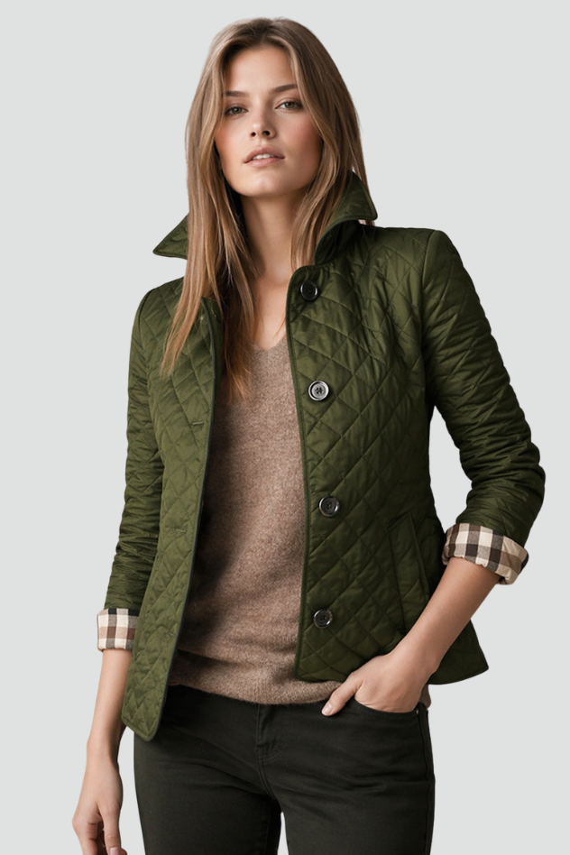 Edel | Diamond Quilted Button-Front Jacket with Point Collar