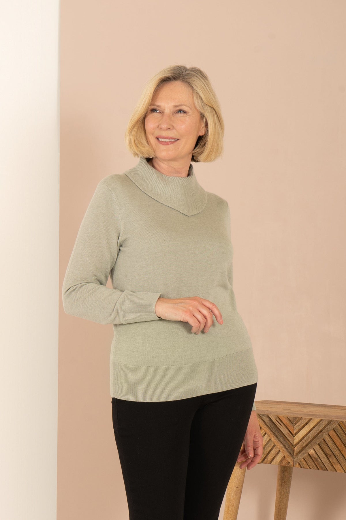 Brona | Cowl Neck Long Sleeve Fine Knit Jumper