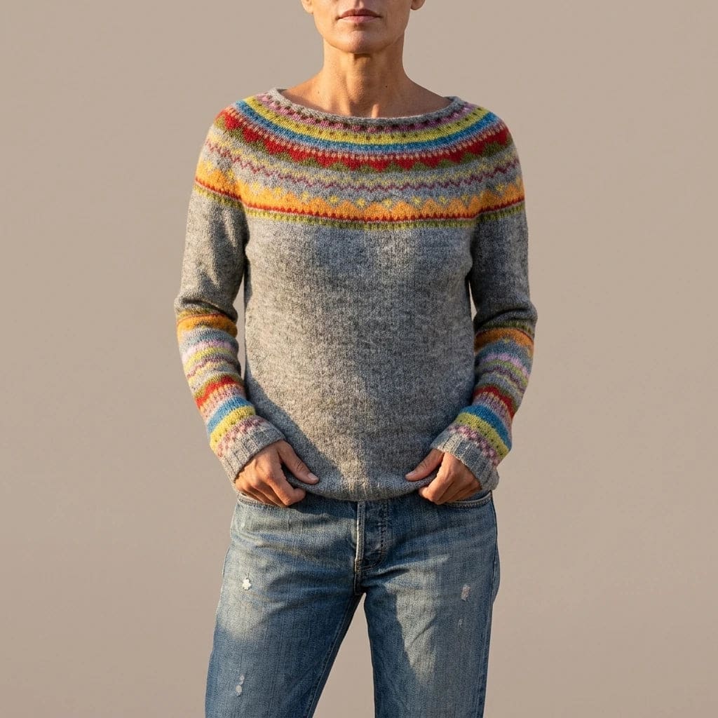 Donna | Fair Isle Yoke Boat Neck Knit Jumper