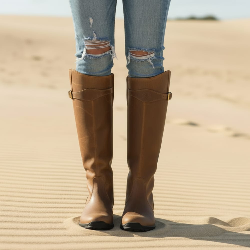 Maura | Knee High Boots with Buckle Detail and Low Heel