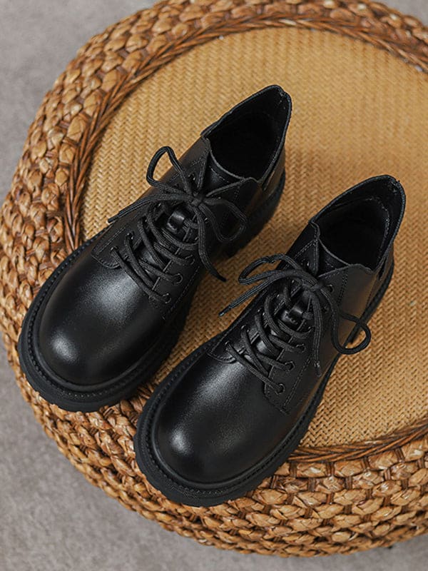 Jennifer | Lace-Up Combat Boots with Round Toe and Platform Sole