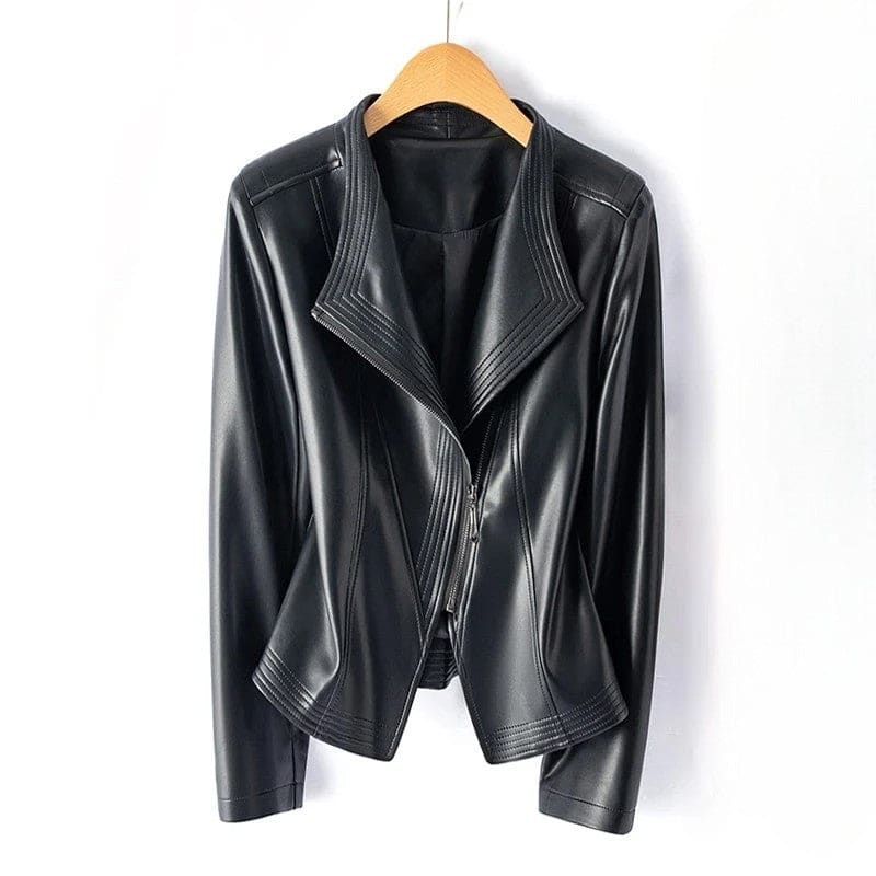 Orlaith | Moto Jacket With Asymmetrical Zip And Structured Collar