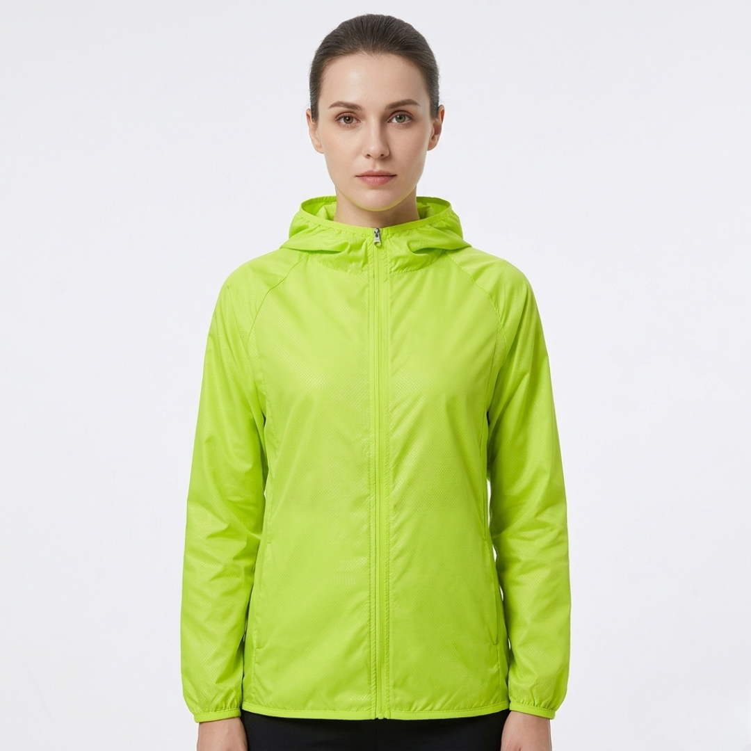 Holly | Packable Hooded Cycling Jacket With Zip Front