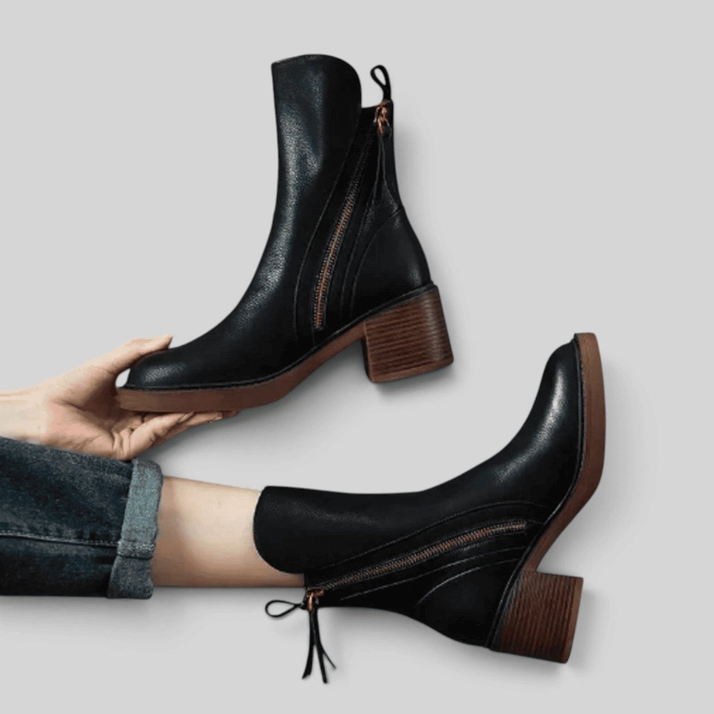 Niamh | Women's Side-Zip Block Heel Ankle Boots