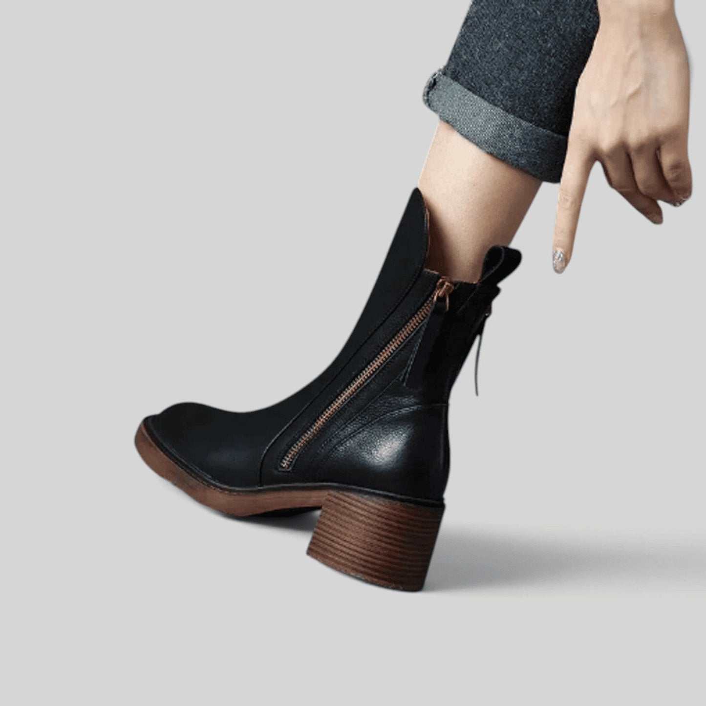Niamh | Women's Side-Zip Block Heel Ankle Boots
