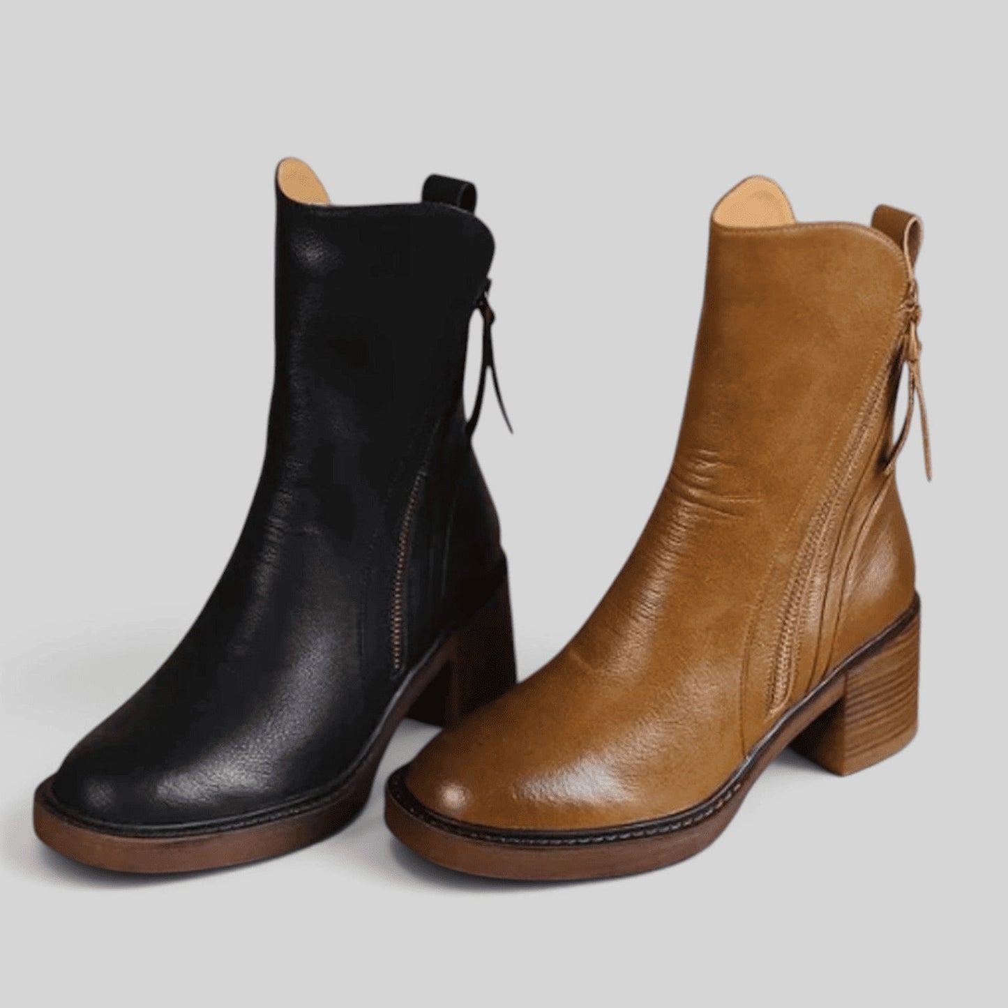 Niamh | Women's Side-Zip Block Heel Ankle Boots
