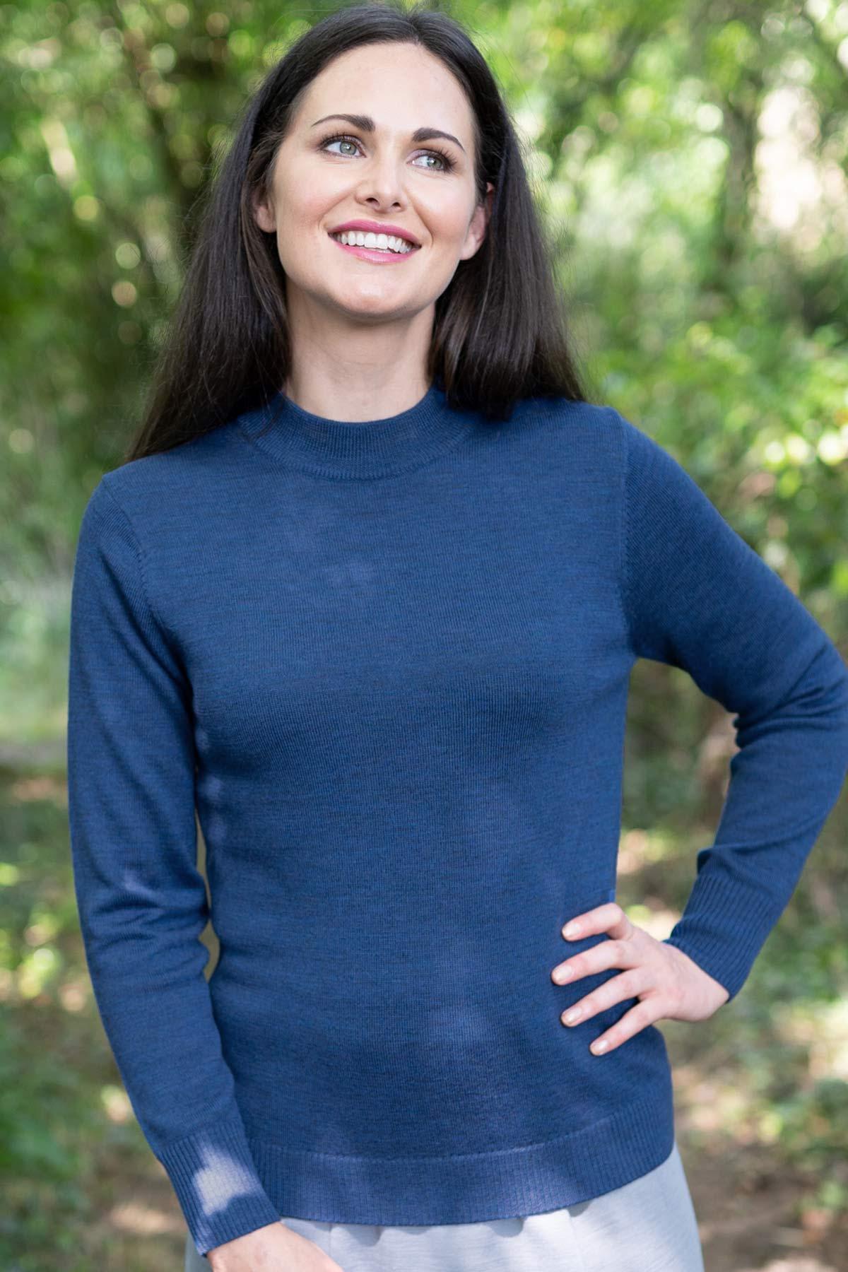 Sadhbh | Mock Neck Fine Knit Jumper with Ribbed Cuffs