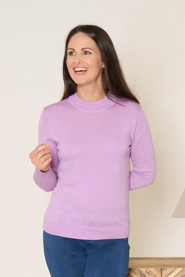 Sadhbh | Mock Neck Fine Knit Jumper with Ribbed Cuffs