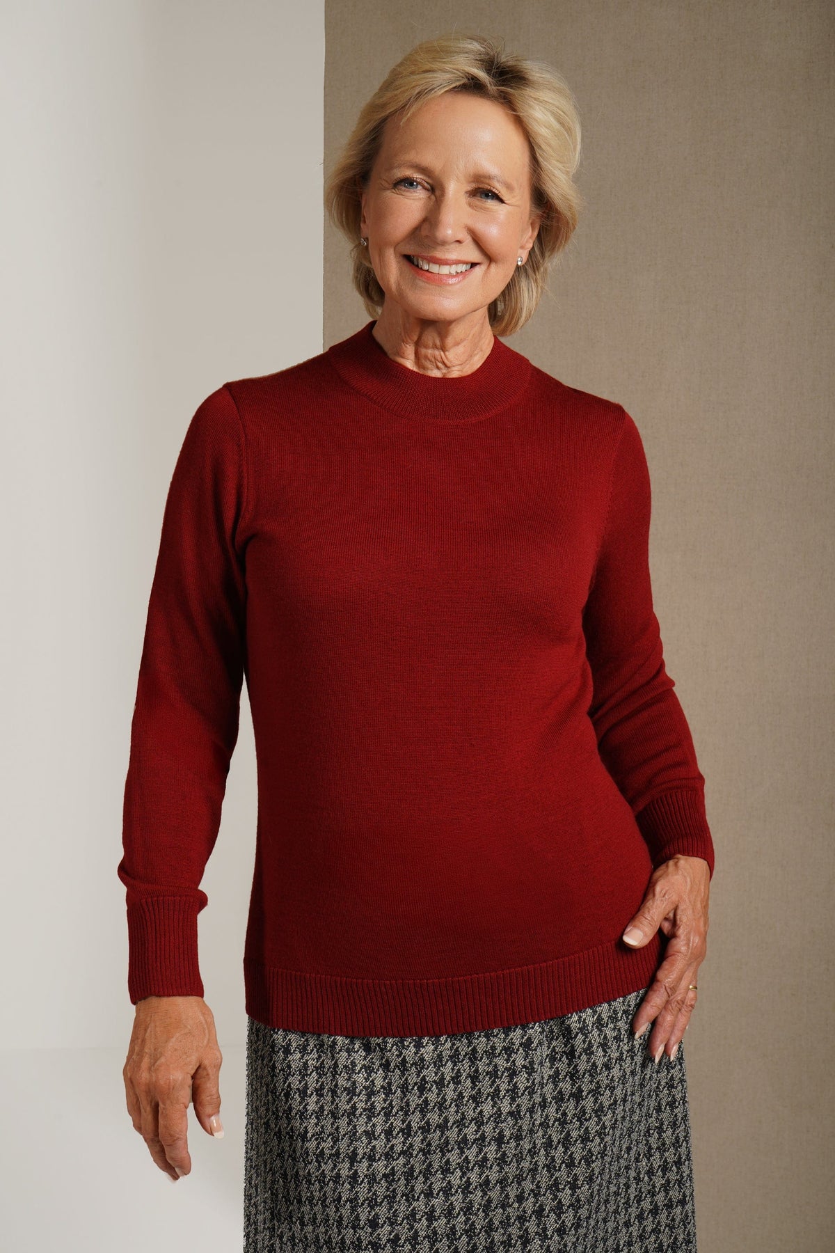 Sadhbh | Mock Neck Fine Knit Jumper with Ribbed Cuffs