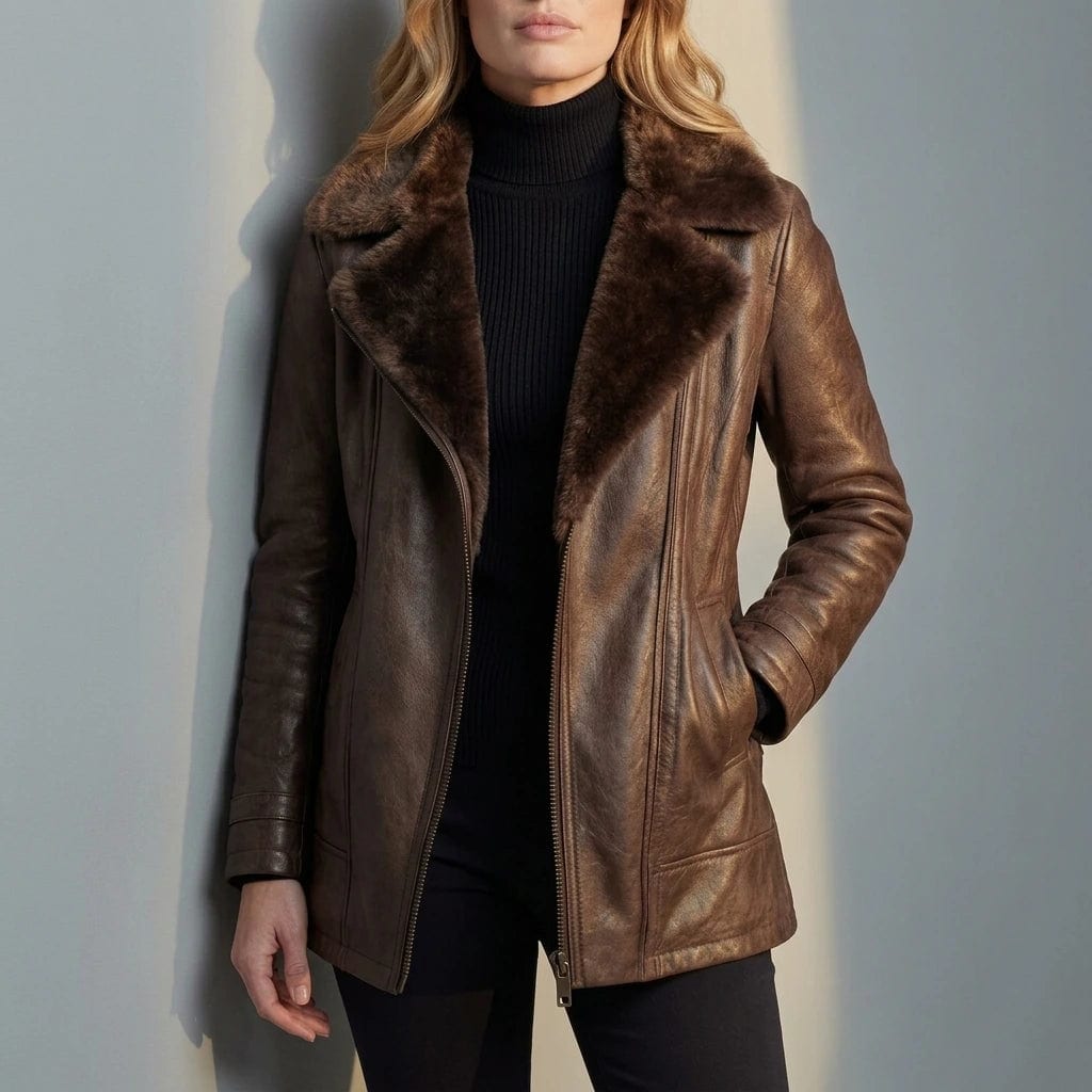 Rosemary | Hip-Length Zip Jacket with Removable-Look Faux Fur Collar