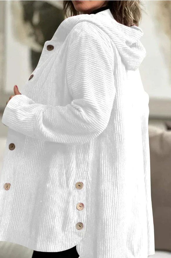 Julie | Ribbed Corduroy Button Front Shirt Jacket with Pockets