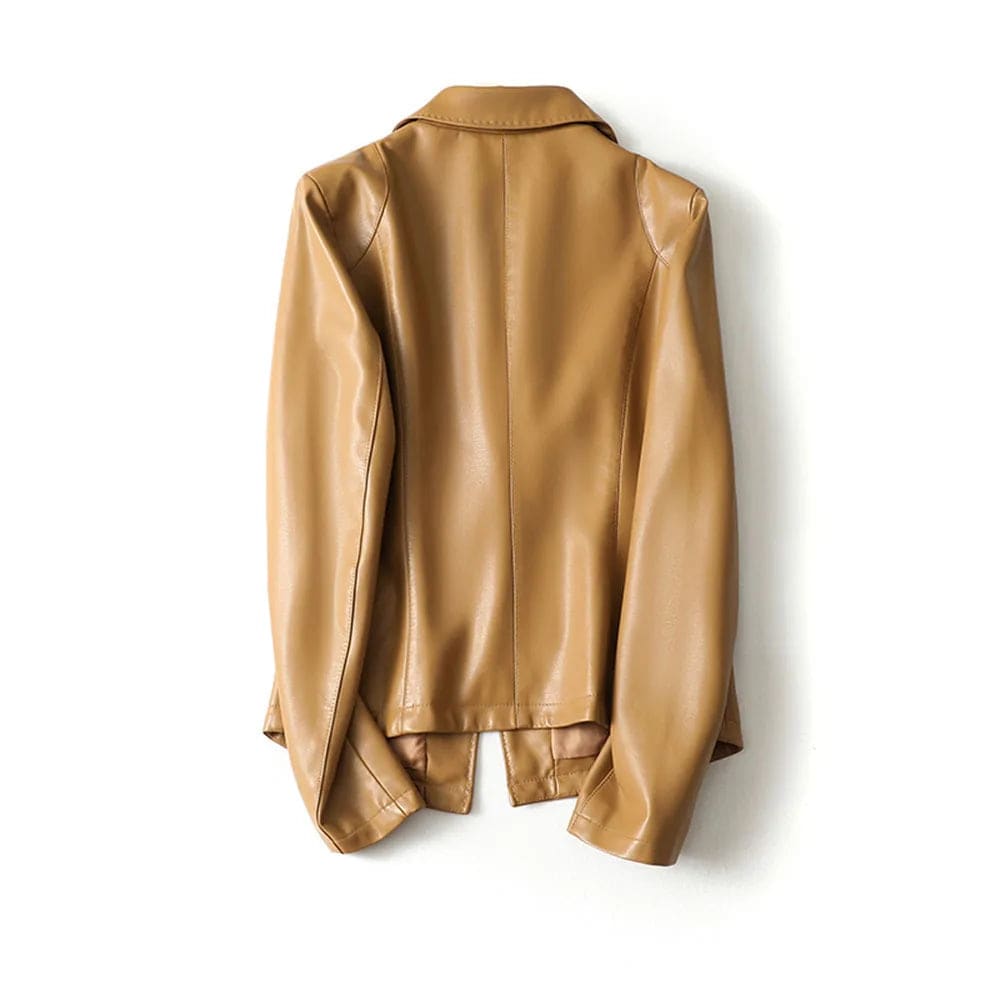 A tailored blazer with notched lapels, long sleeves, a single button closure, and front welt pockets shown on a hanger._1