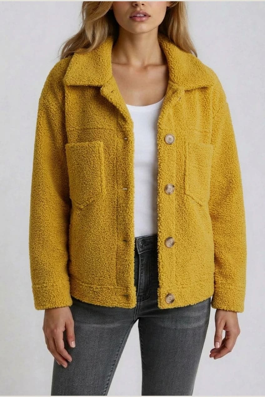 Monica | Teddy Button-Front Shacket with Chest Pockets