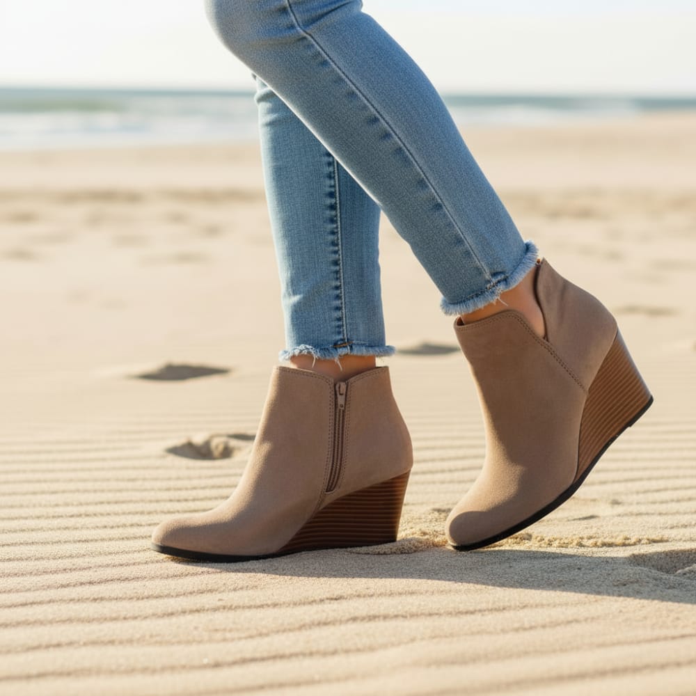 Nuala | Wedge Ankle Booties with Platform Heel and Slip-On Design