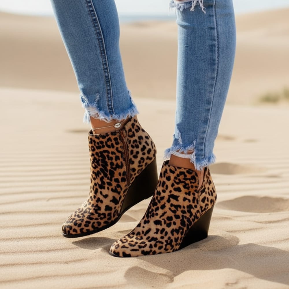 Nuala | Wedge Ankle Booties with Platform Heel and Slip-On Design