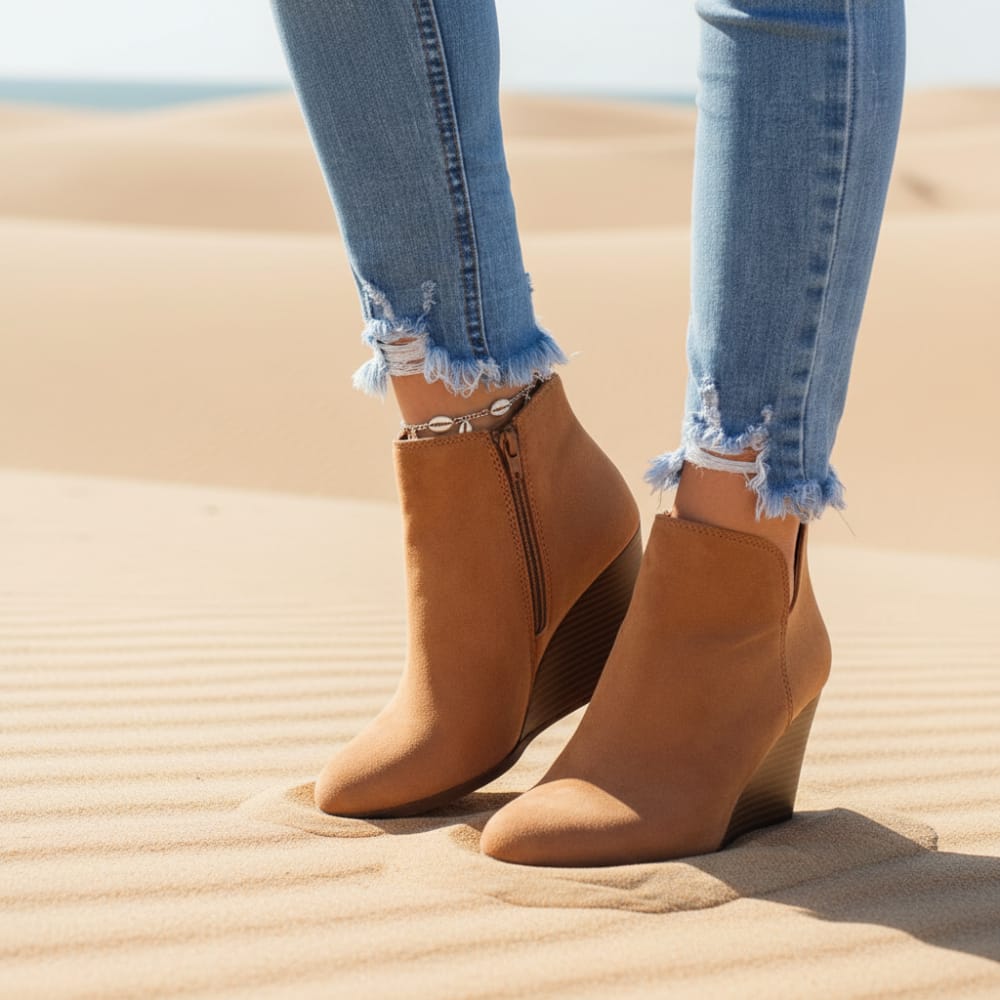 Nuala | Wedge Ankle Booties with Platform Heel and Slip-On Design