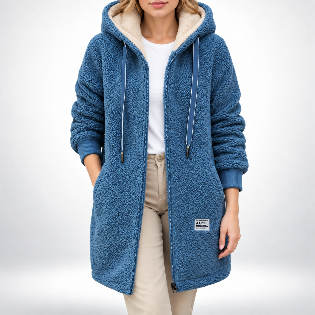Ailish | Hooded Fleece Jacket With Longline Relaxed Fit