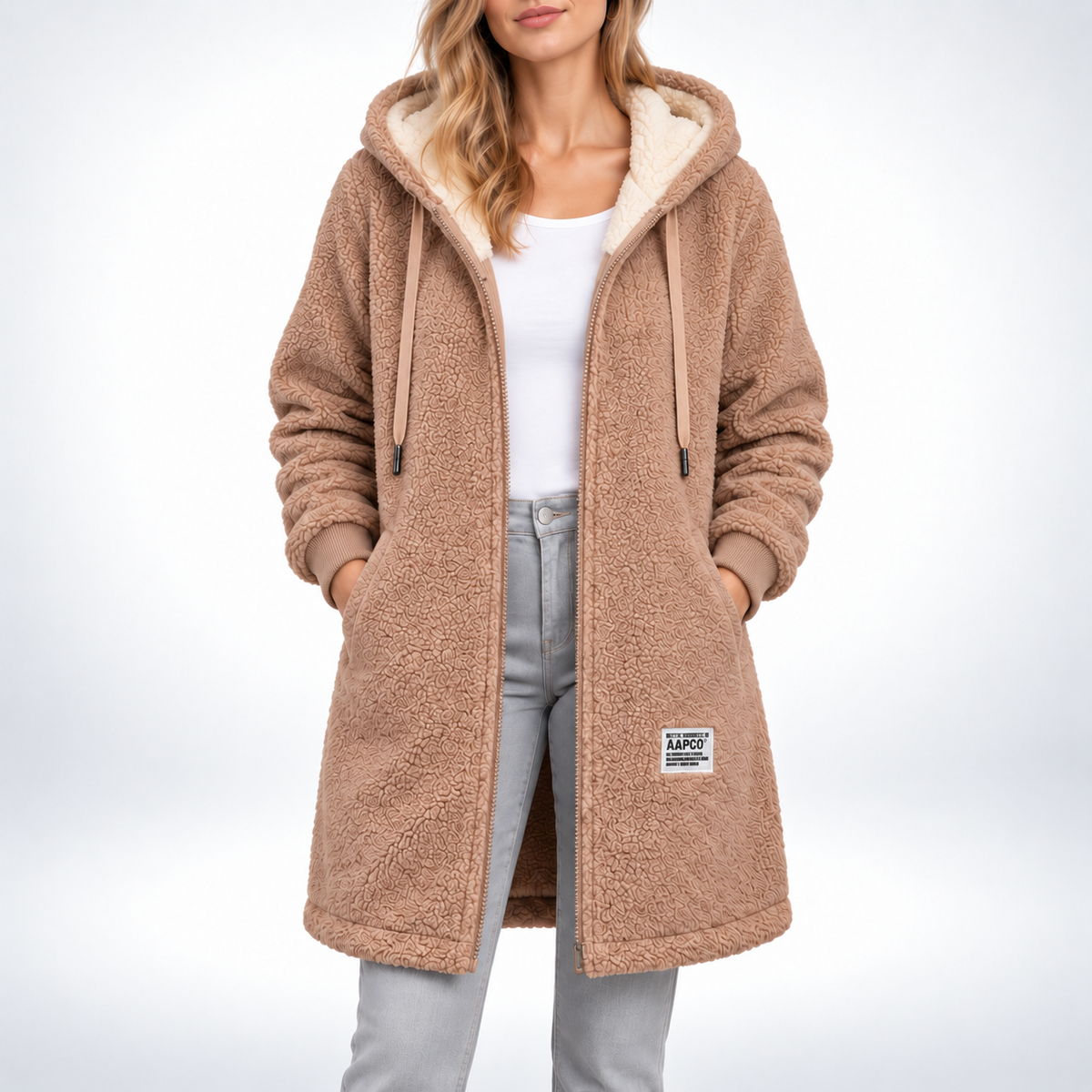 Ailish | Hooded Fleece Jacket With Longline Relaxed Fit