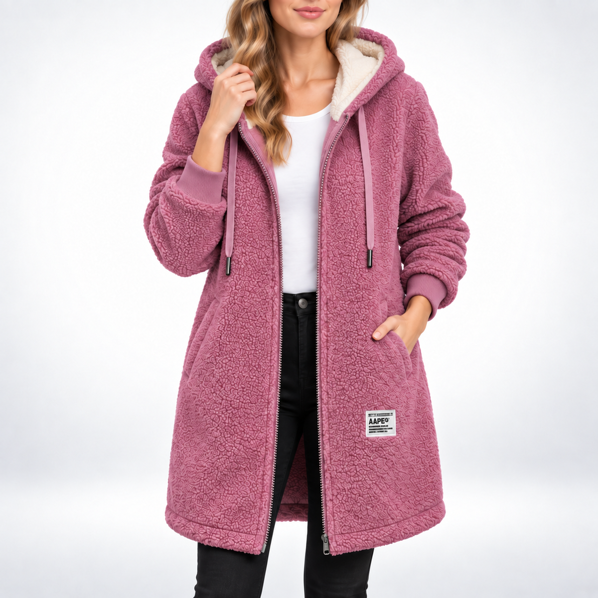 Ailish | Hooded Fleece Jacket With Longline Relaxed Fit