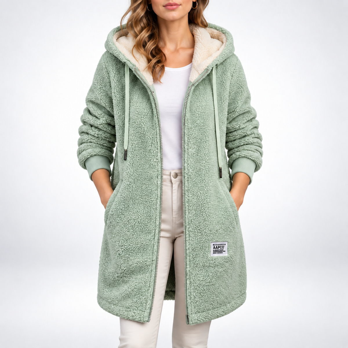 Ailish | Hooded Fleece Jacket With Longline Relaxed Fit