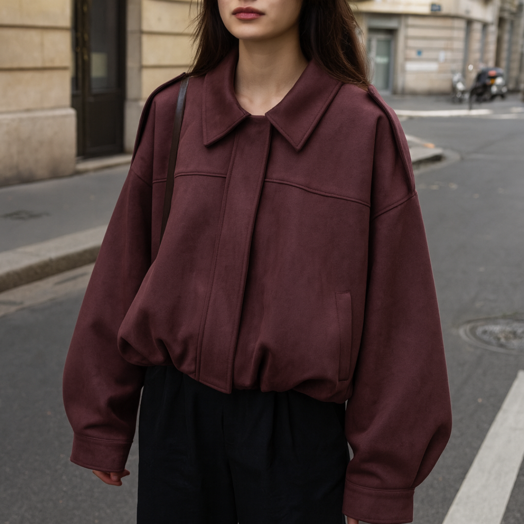 Ailbhe | Bomber Jacket With Relaxed Balloon Sleeves And Gathered Hem