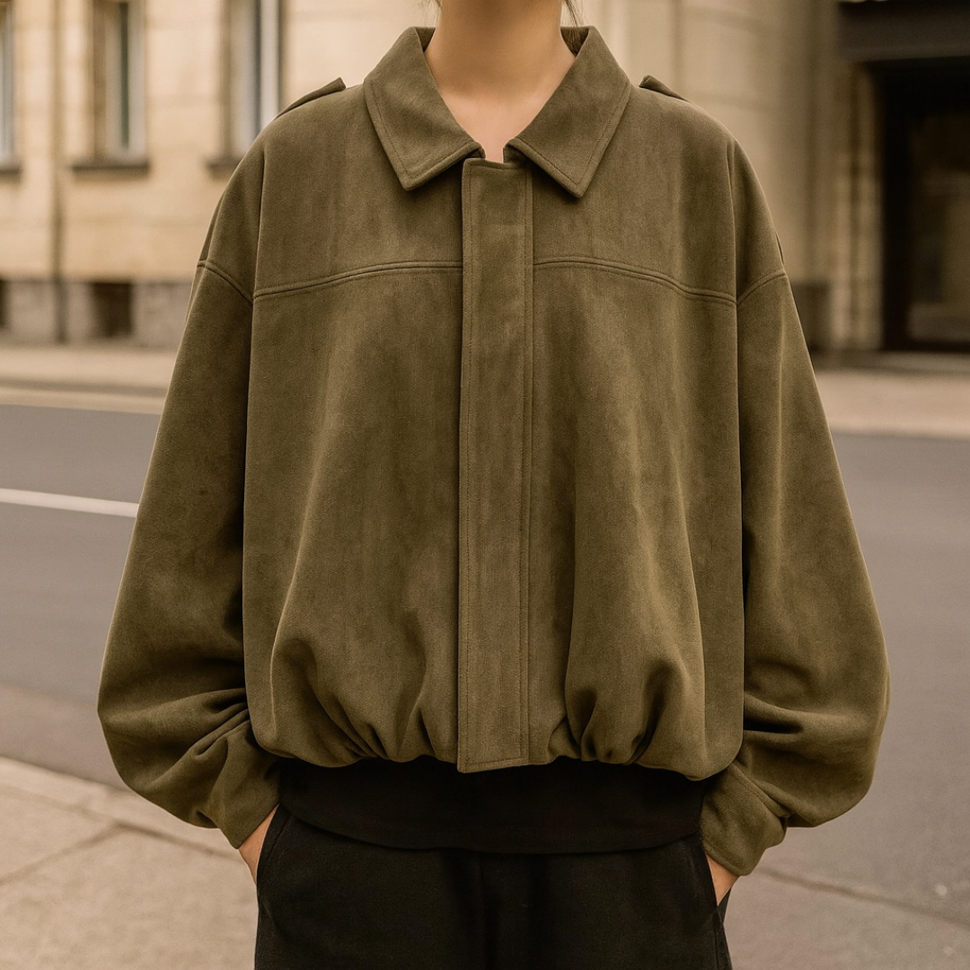 Ailbhe | Bomber Jacket With Relaxed Balloon Sleeves And Gathered Hem