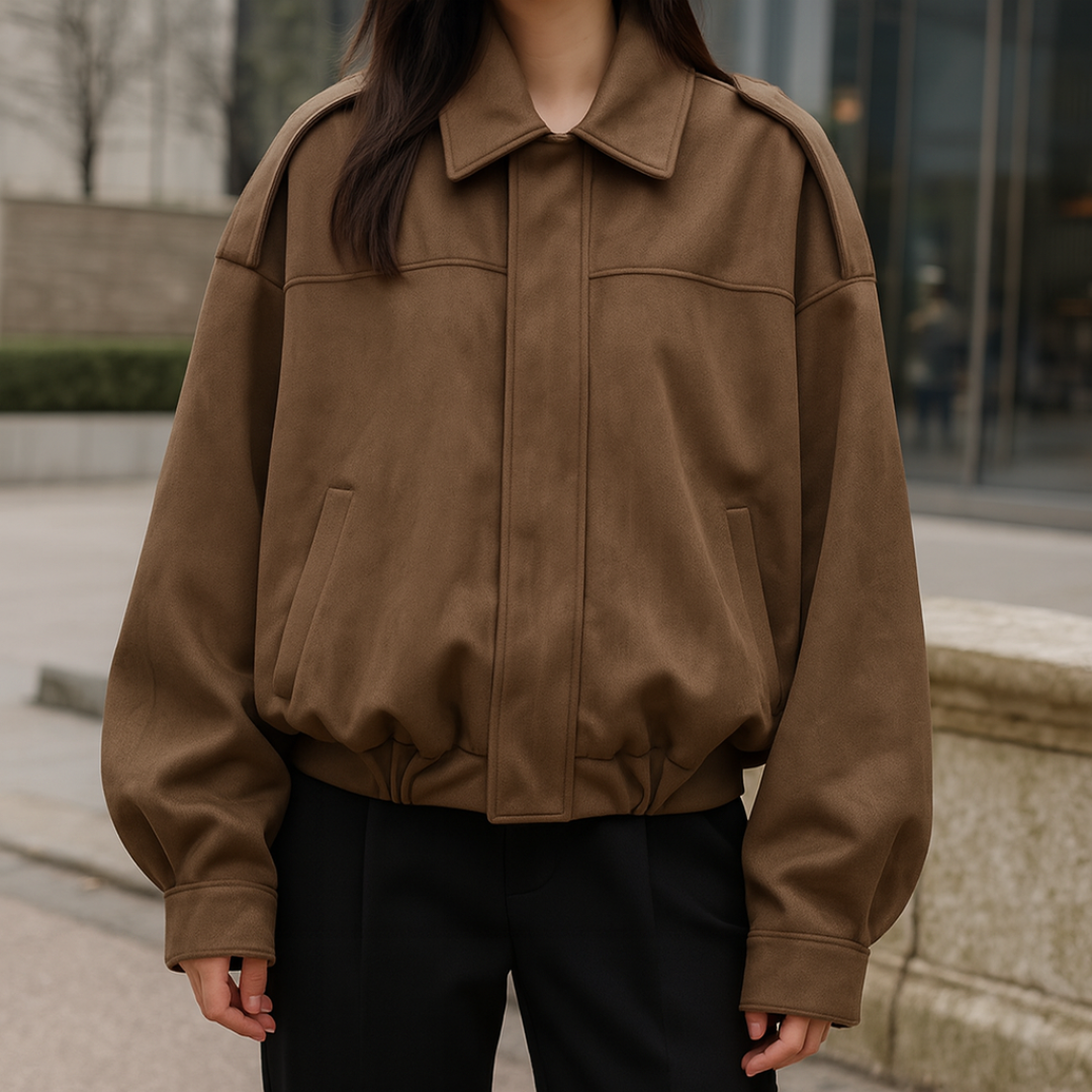Ailbhe | Bomber Jacket With Relaxed Balloon Sleeves And Gathered Hem