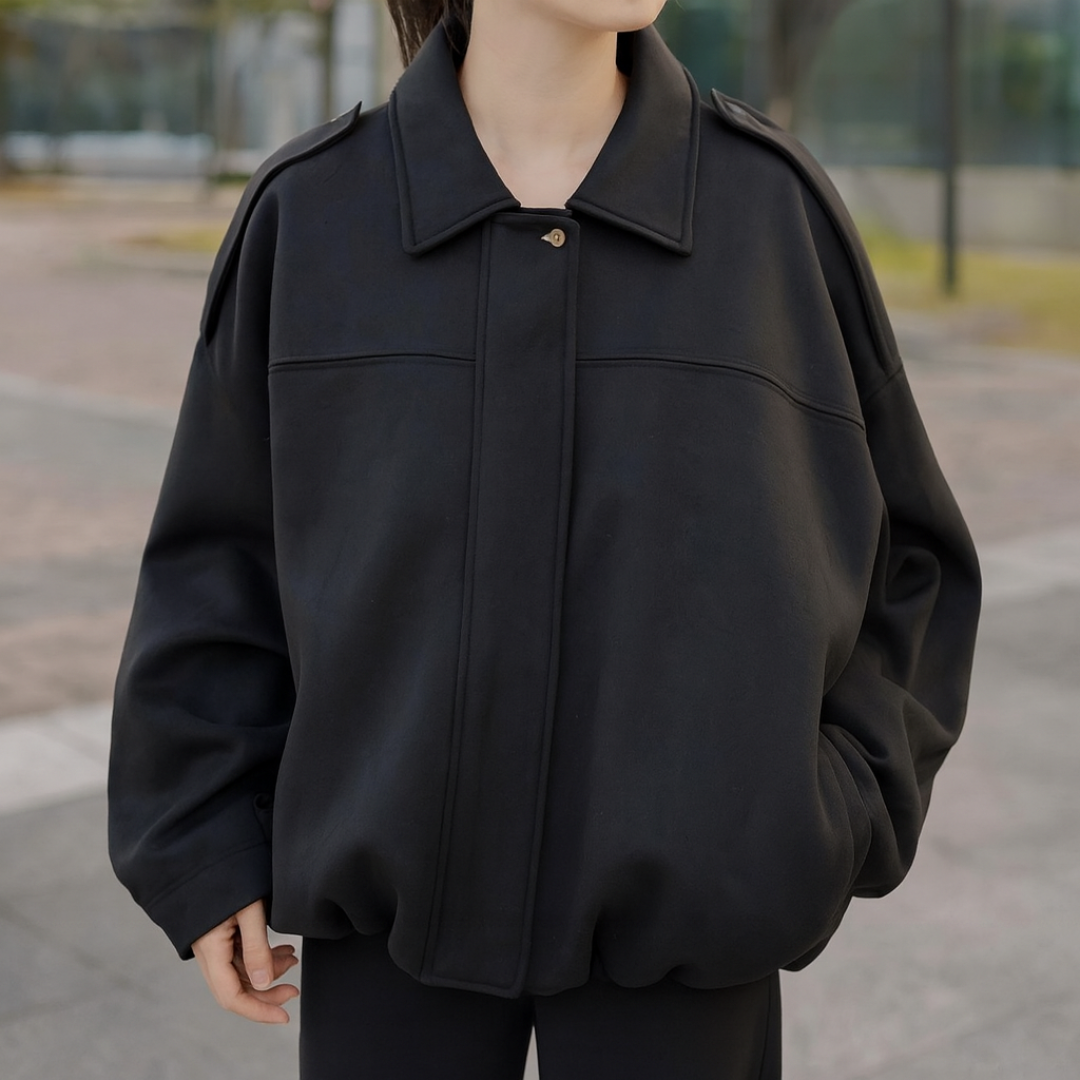 Ailbhe | Bomber Jacket With Relaxed Balloon Sleeves And Gathered Hem