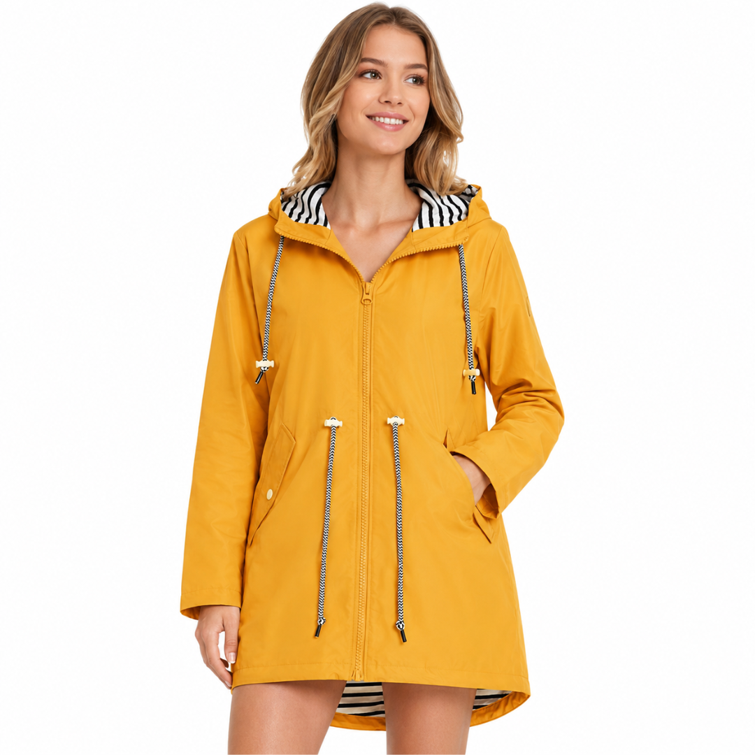 Sile | Hooded Rain Coat With Adjustable Drawstring Waist