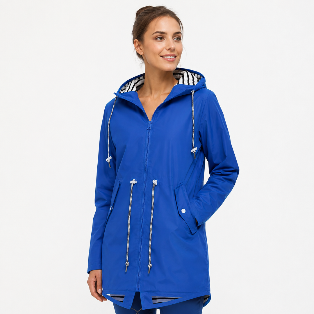 Sile | Hooded Rain Coat With Adjustable Drawstring Waist