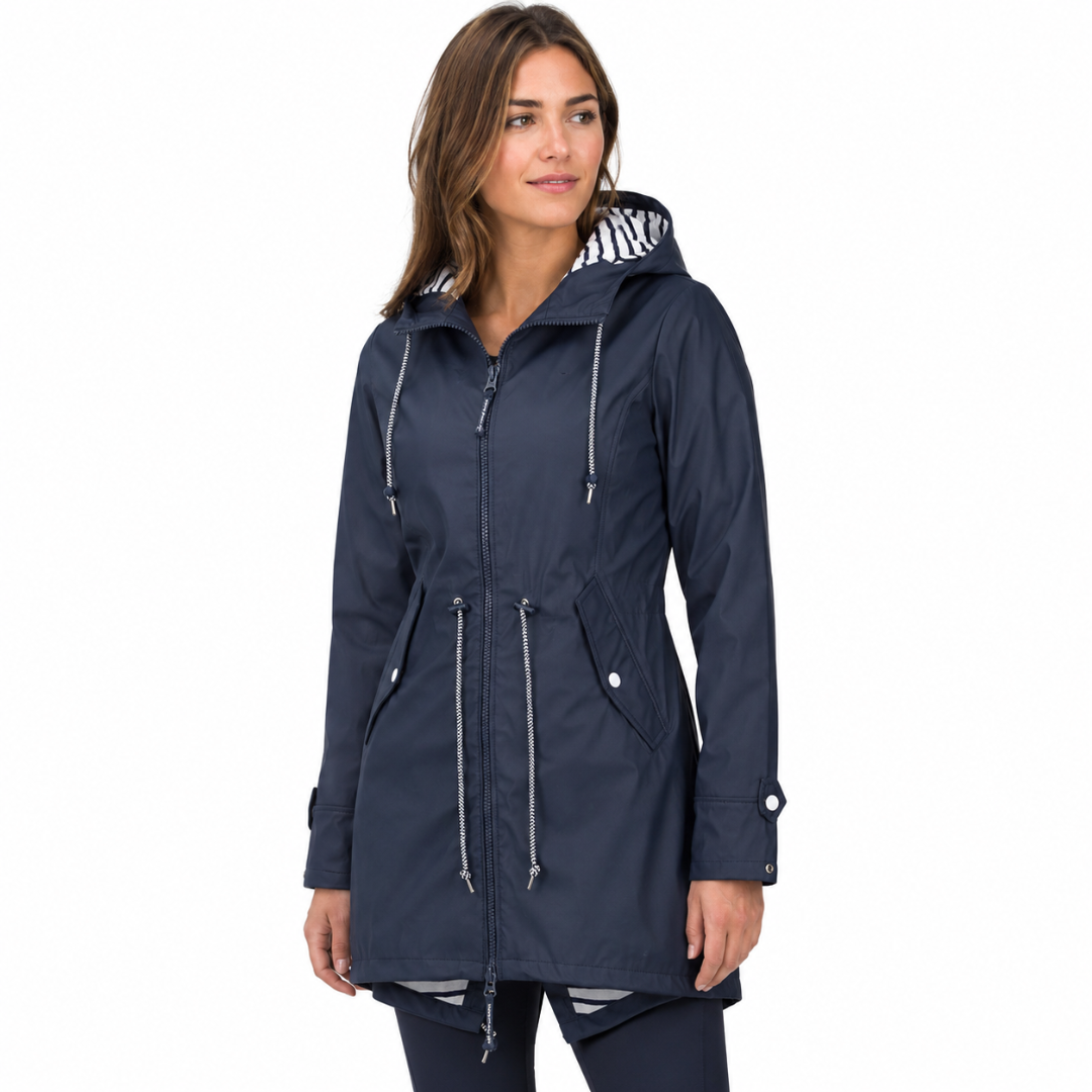 Sile | Hooded Rain Coat With Adjustable Drawstring Waist