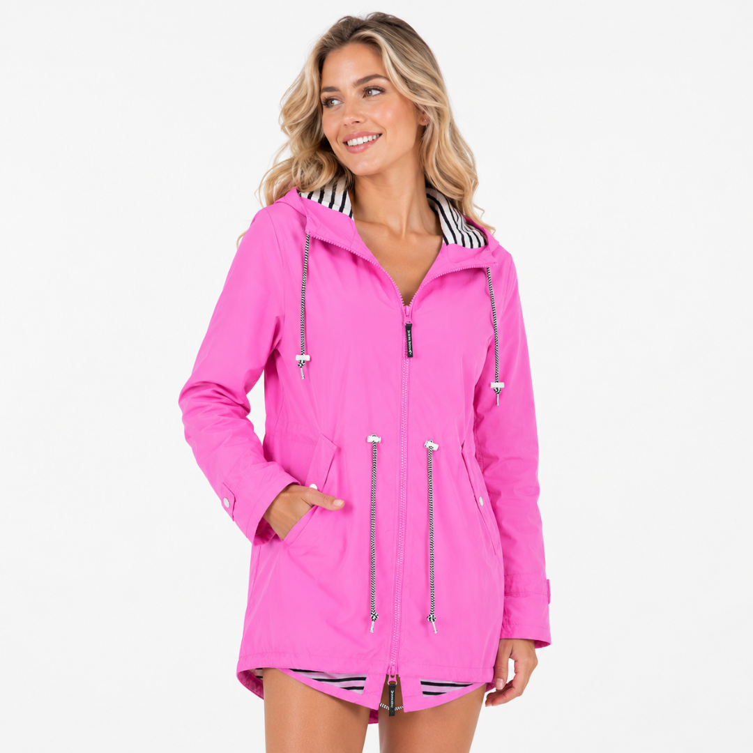 Sile | Hooded Rain Coat With Adjustable Drawstring Waist
