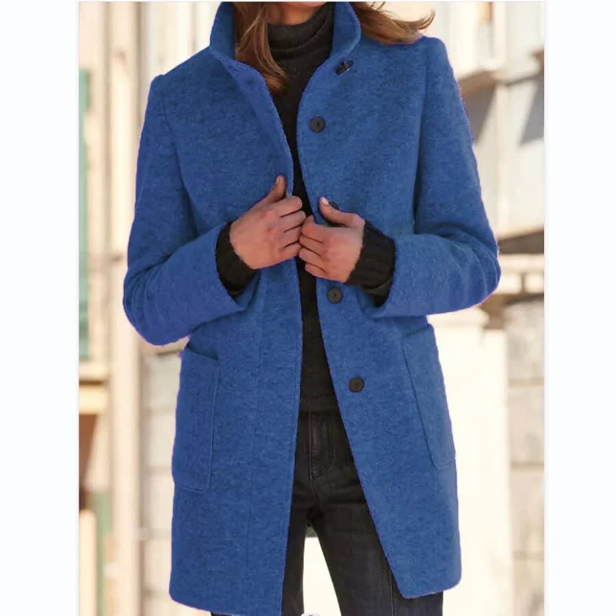 Suzanne | Stand Collar Single Breasted Longline Coat