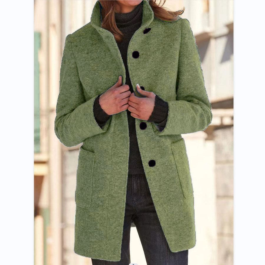 Suzanne | Stand Collar Single Breasted Longline Coat